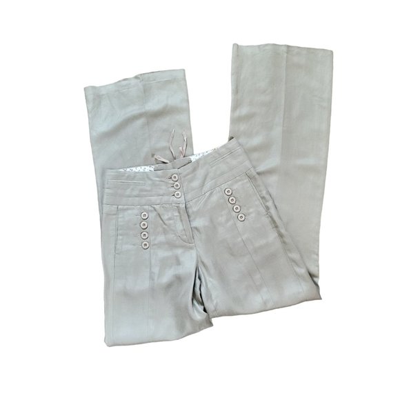 Esley Linen Blend Sailor Tan Wide Leg Pant Small - Picture 1 of 15